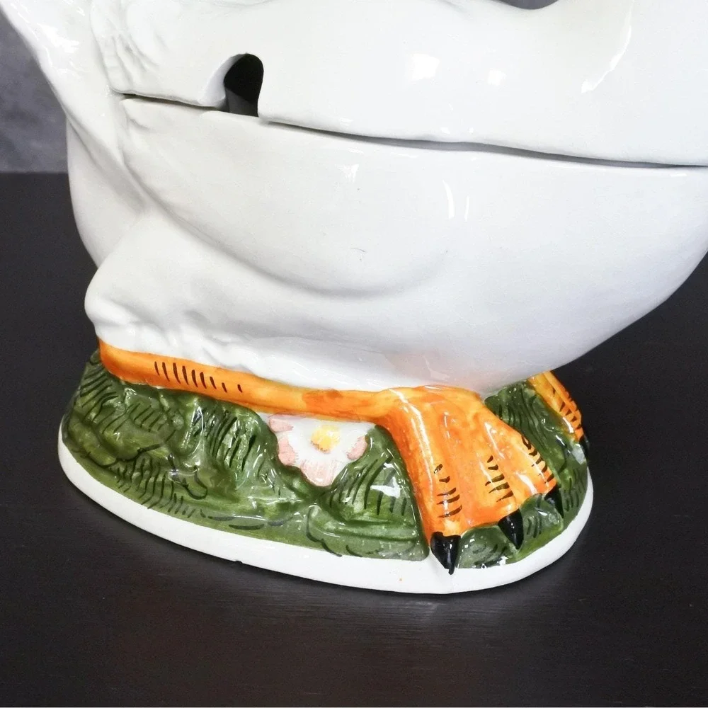 Vintage Majolica Hand Painted Duck Farmhouse Shabby Sauce Gravy Boat